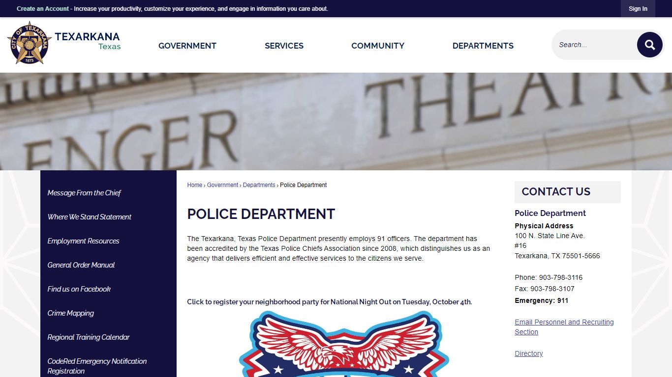 Police Department | Texarkana, TX - Official Website